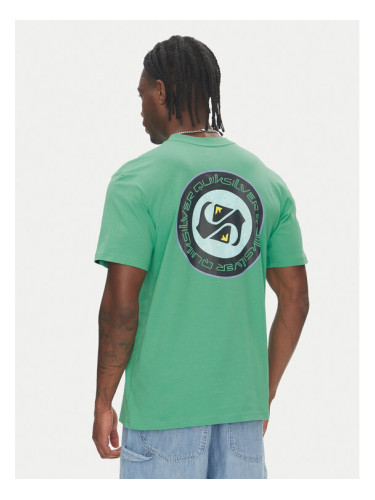 Quiksilver Тишърт Circle Back Ss EQYZT08054 Зелен Regular Fit