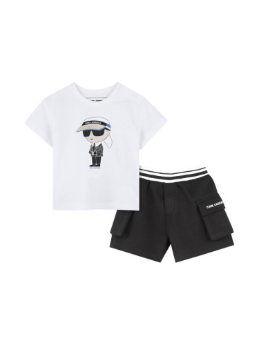 Karl Lagerfeld Kids Комплект тишърт и панталонки Z30502 M Черен Regular Fit