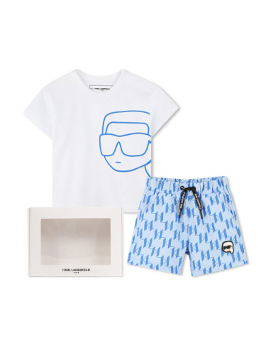 Karl Lagerfeld Kids Комплект тишърт и панталонки Z30498 M Син Regular Fit