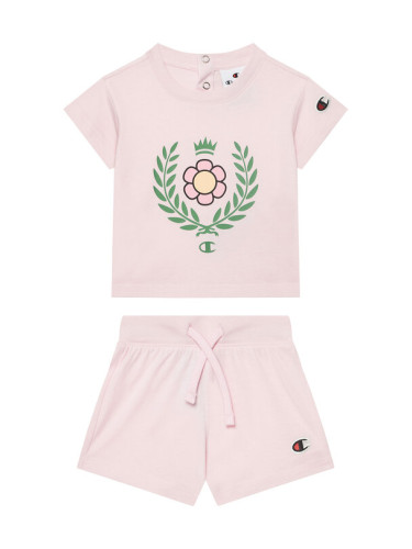 Champion Комплект тишърт и панталонки 405117 Розов Regular Fit