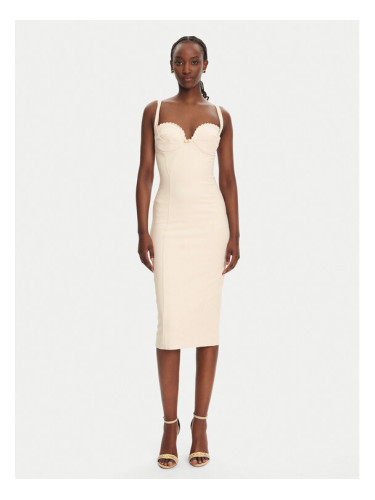 Elisabetta Franchi Коктейлна рокля AB85052E2 193 Бежов Regular Fit