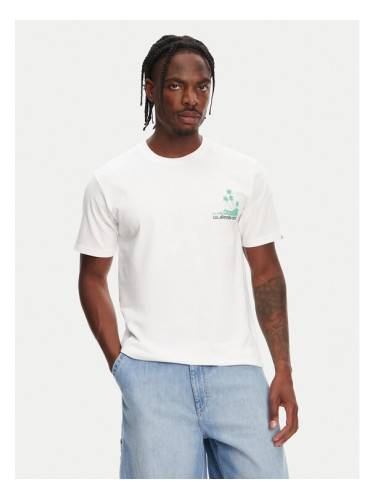 Quiksilver Тишърт Palm Lines Ss EQYZT08057 Бял Regular Fit