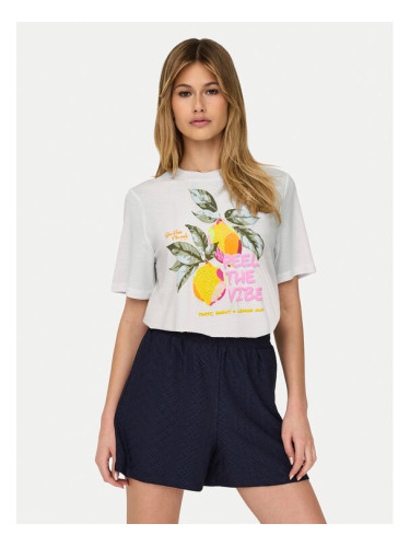 ONLY Тишърт Bilins 15320615 Бял Regular Fit