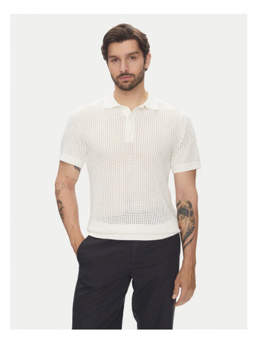 Lindbergh Тениска с яка и копчета 30-804126 Екрю Relaxed Fit