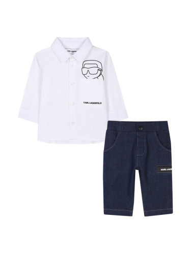 Karl Lagerfeld Kids Комплект риза и платнени панталони Z30505 M Тъмносин Regular Fit