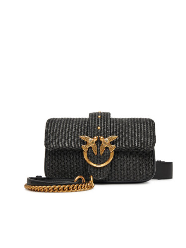 PINKO Дамска чанта Love One Mini Slouchy Fl PE 25 PLTT 104340 A2CF Черен