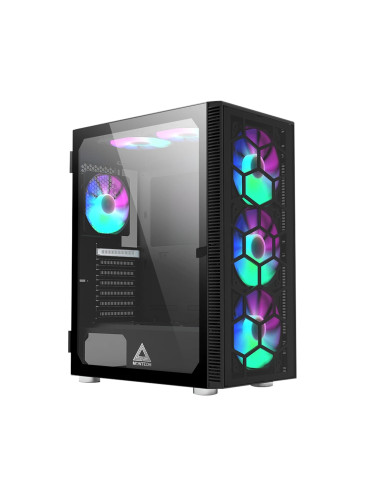 Montech кутия X3 GLASS, Mid-tower Case, TG, 6 fixed RGB Fans, Black