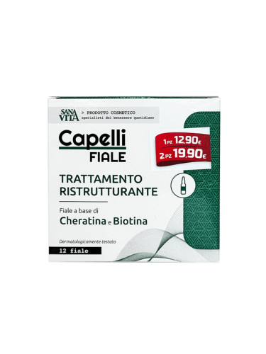 Ампули за коса Sanavita (с биотин и хидролизиран кератин), 12 бр х 10 ml