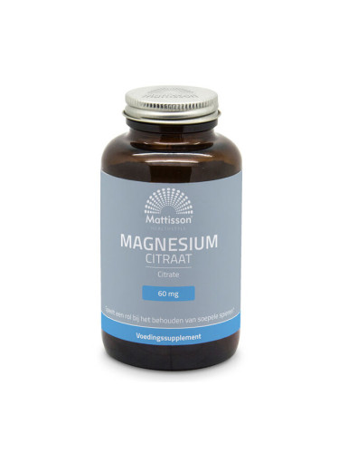 Сърдечна, нервна и мускулна функция - Магнезий (цитрат), 180 капсули Mattisson Healthstyle