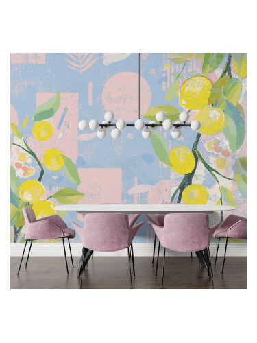 Фототапет с лимони и пастелни форми