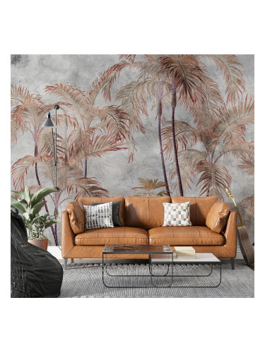 Фототапет с палми на сив фон – винтидж елегантност