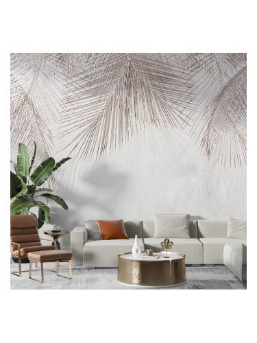 Фототапет с ефирни палмови листа върху светъл фон – минималистична елегантност