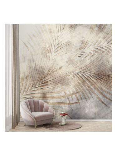 Фототапет с палмови листа в неутрални тонове