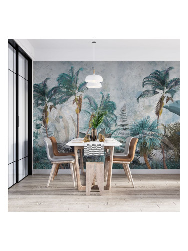 Фототапет Тропическа джунгла в сини тонове