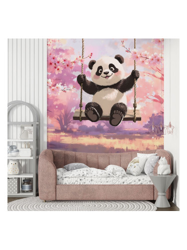 Фототапет Панда на люлка сред цъфтящи вишни – Детски дизайн