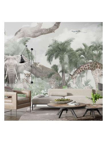Фототапет Джунгла с диви животни – Слон, Жирафи и Леопарди