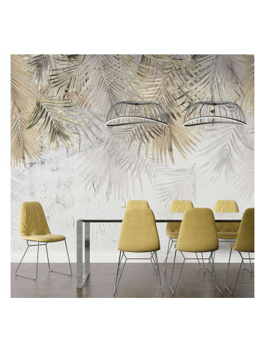 Фототапет Екзотичен Ветрилник – Палмови Листа и Светъл Фон