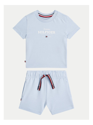 Tommy Hilfiger Комплект тишърт и панталонки Monotype KN0KN02047 Светлосиньо Regular Fit