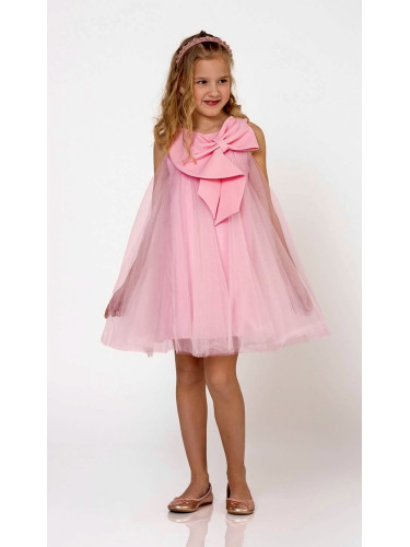 Официална детска рокля без ръкав с тюл Contrast в розово с голяма панд