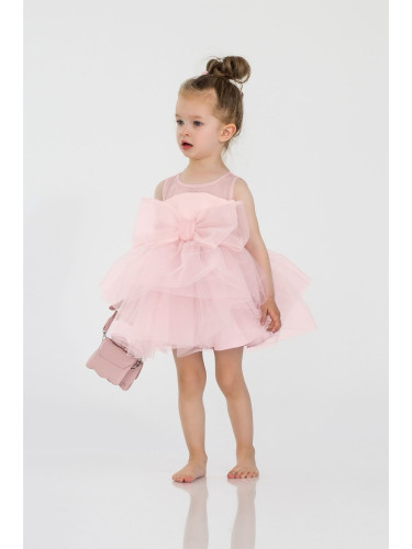 Официална детска рокля Данелия от органза в розово от колекция Розовин
