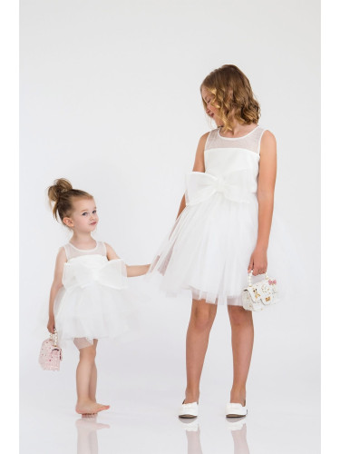 Празнична детска рокля Данелия от органза в екрю