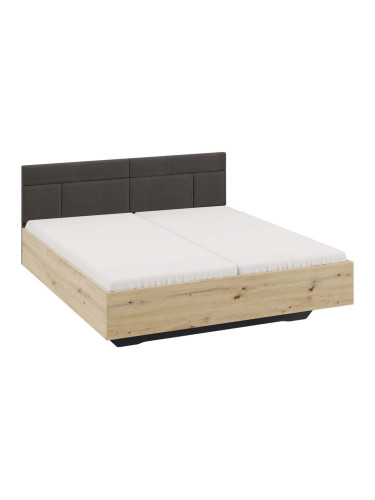 ЛЕГЛО КАРПО ЗА МАТРАК 160/200СМ С ТАПИЦИРАНА ТАБЛА БАЗАЛТОВА КОЖА СИВ МЕТАЛИК И ДЪБ АРТИСАН