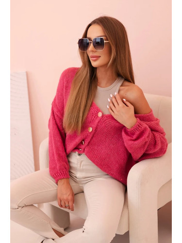 Kesi Włoski Women's sweater with a V-neck and buttons dark pink