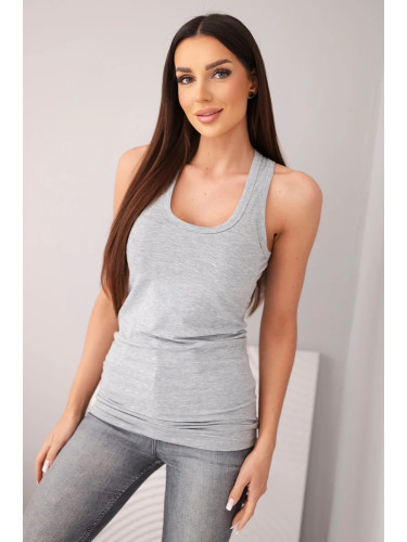 Kesi Women's cotton tank top with a round neckline gray