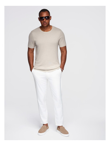 Ombre Classic knitted men's shirt with ribbed cuffs - light grey