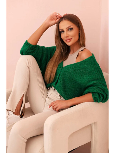 Kesi Włoski Women's sweater with a V-neck and buttons green
