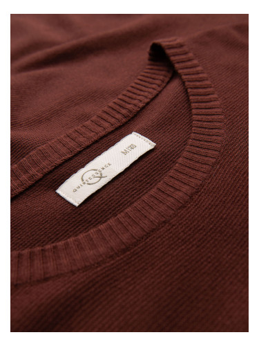 Ombre Men's classic knitted shirt with ribbed cuffs - warm brown