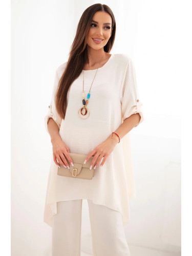 Kesi Włoski Set of blouse + pants with pendant light beige