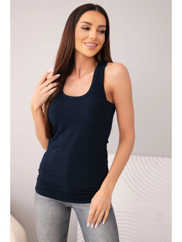 Kesi Women's sleeveless cotton top with a round neckline navy blue