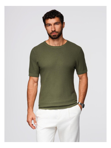 Ombre Structured knitted shirt for men - olive