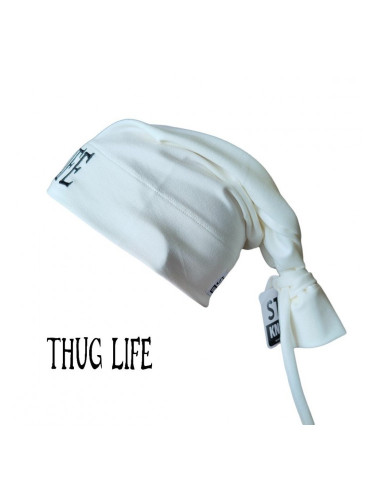 Бийни шапка в бяло с бродерия Thug life Beanie Street Knowledge