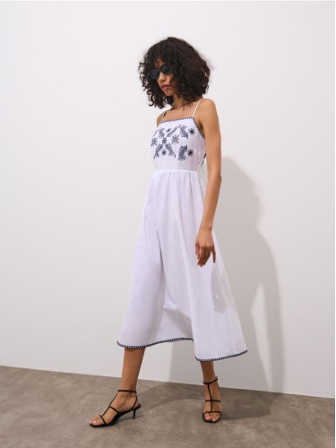 Mohito - Памучна миди рокля - бяло