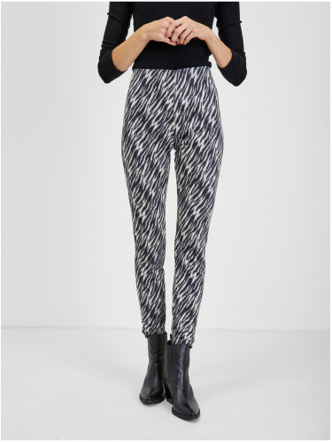 Orsay Women's White-Black Patterned Suede Trousers - Women's