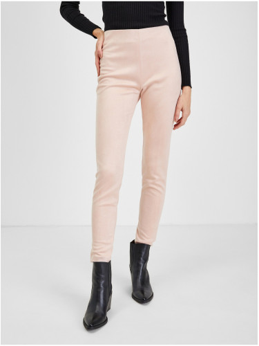 Orsay Light pink ladies trousers in suede finish - Women