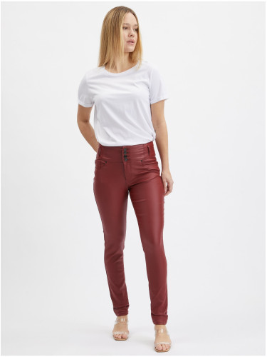 Orsay Burgundy Women's Skinny Fit Trousers - Ladies