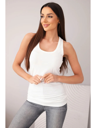 Kesi Women's cotton tank top with a round neckline ecru