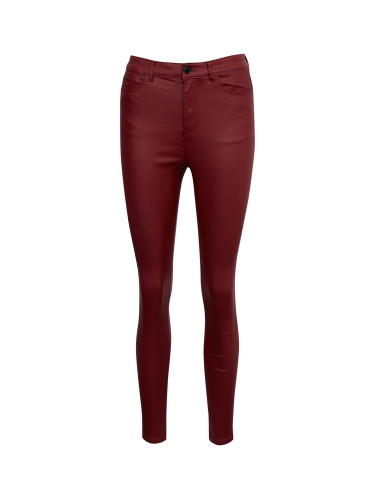 Orsay Burgundy Women's Leatherette Trousers - Ladies