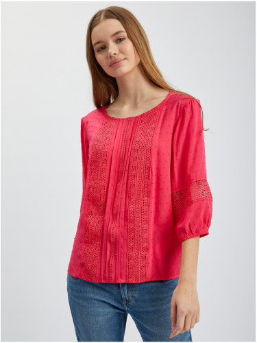 Orsay Dark Pink Women's Blouse with Lace - Women's