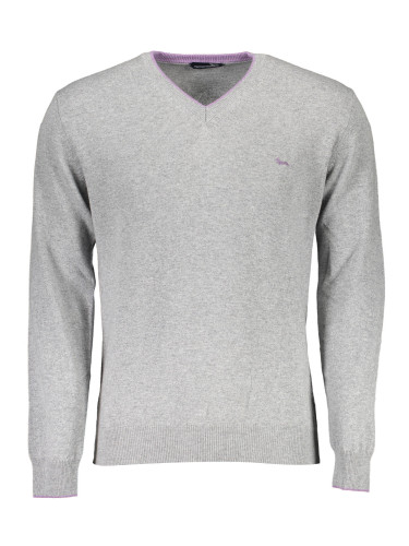 Мъжки сив пуловер с V-образно деколте