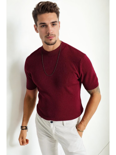 33307 Dewberry Mens Crew Neck Short Sleeve Thin Knit Sweater-BORDEAUX