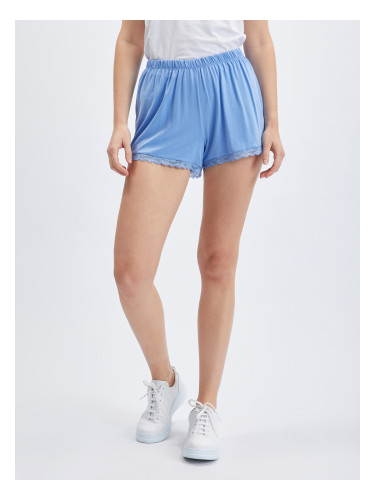 Light blue women's shorts with lace ORSAY