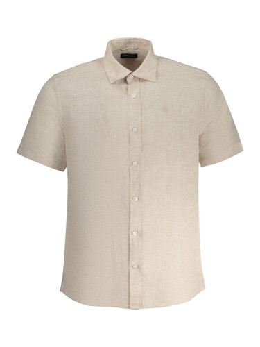 Мъжка бежова риза с къс ръкав