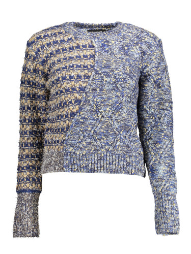 Дамски син пуловер с шарки Desigual