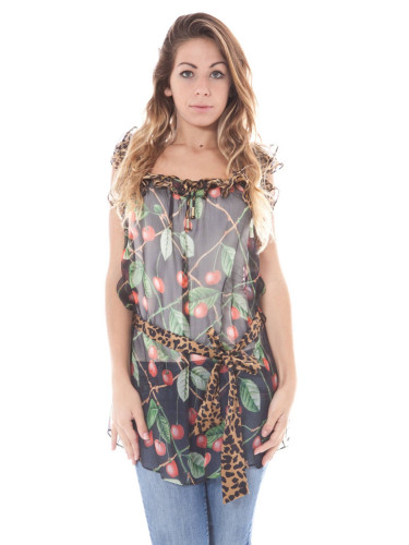 Блуза с къс ръкав с шарки