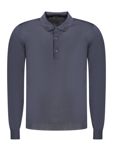 Мъжка синя поло риза с дълъг ръкав