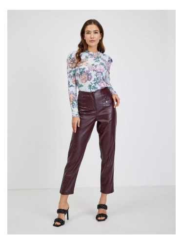 Orsay Burgundy Women's Leatherette Trousers - Ladies